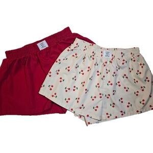 SHEIN Kids Cherry Print and Red Shorts Set